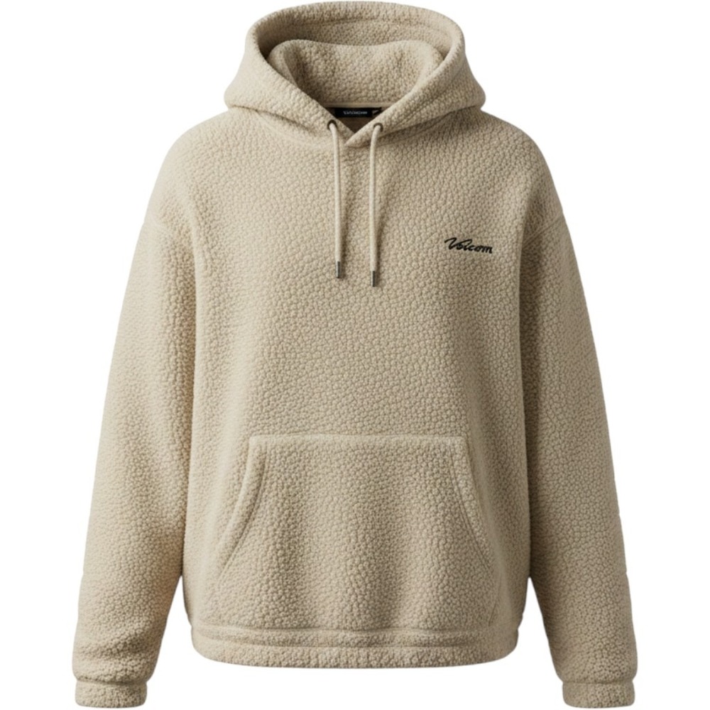 Volcom Hoodie Mens XL Cream Sherpa Fleece Pullover Teddy Skater Outdoor Layering